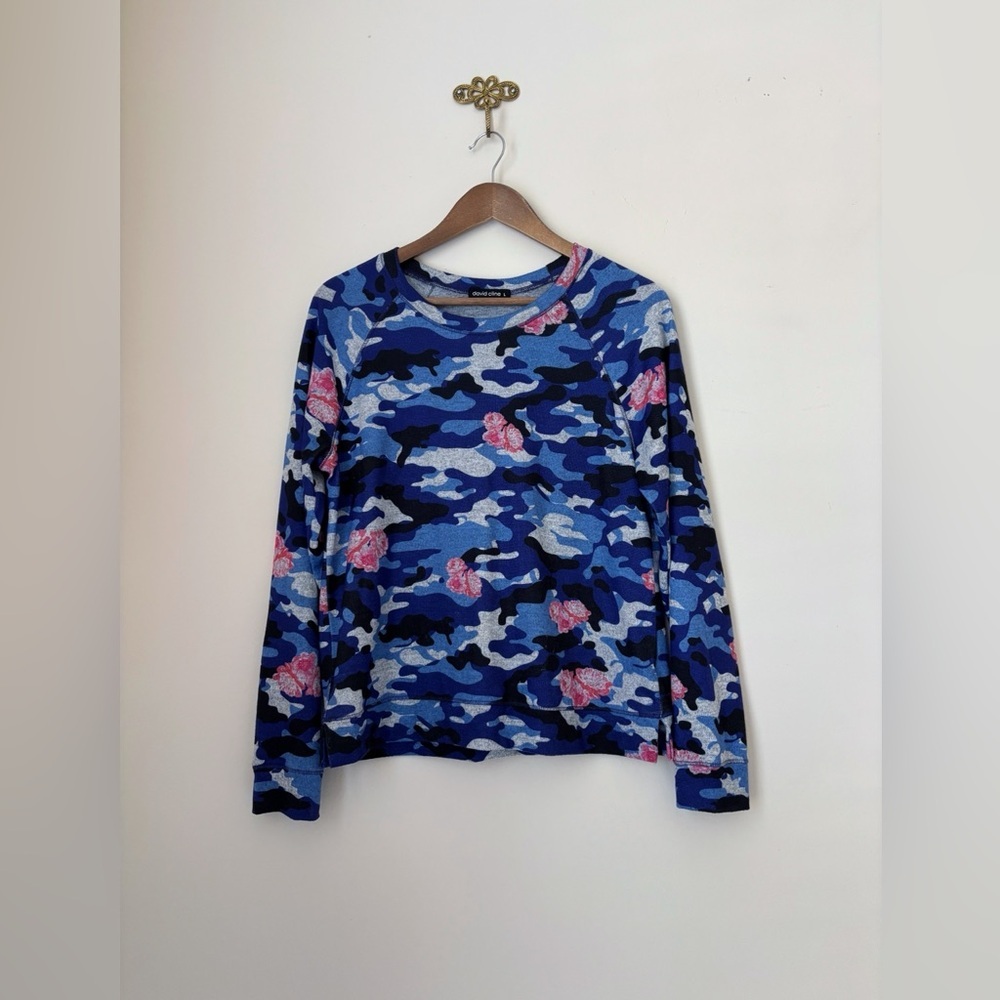 David Cline Floral Camo Print Lightweight Sweatshirt Large
